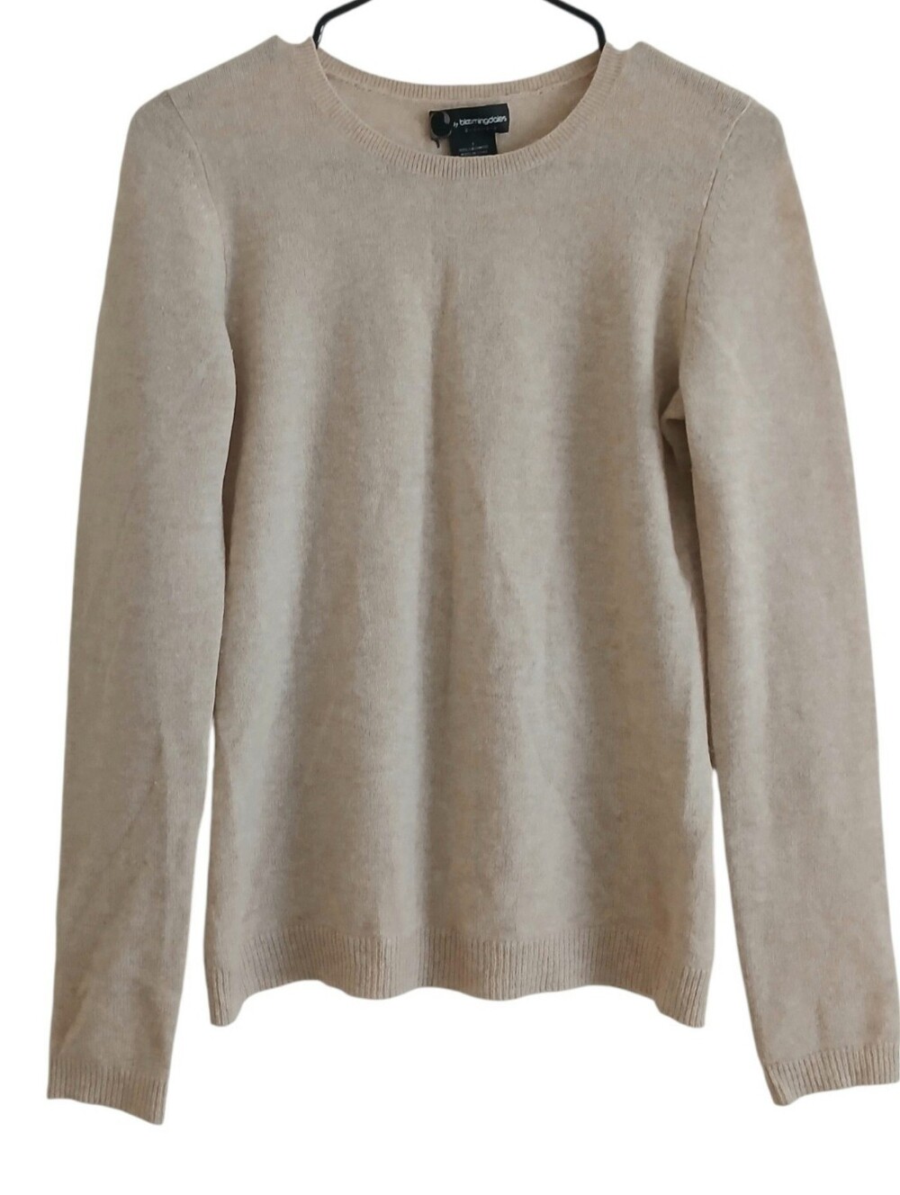 C by Bloomingdale's 100% Cashmere Classic Sweater S Cream Neutral Quiet Luxury